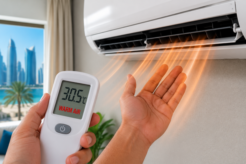  "AC blowing warm air instead of cold air in Qatar home"